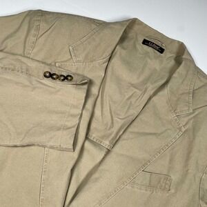 VTG LL Bean Mens 44 Tall Cotton Blazer Tan 2 Button Unlined Sport Coat Jacket